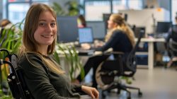 side-view-woman-wheelchair-work