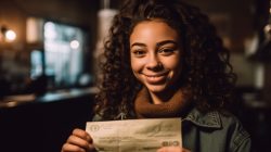 Young woman smiling, holding coffee, looking confident generated by artificial intelligence